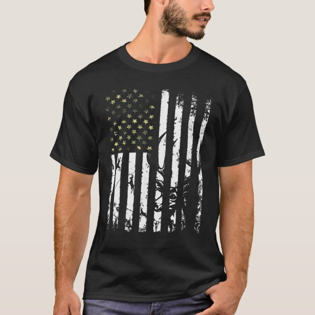 Usa Flag Camouflage Hirsche Buck Camoflage Jagdjag T-Shirt (Vorderseite)