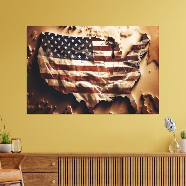 USA Flag Canvas Druckbild Leinwanddruck (Insitu (Wohnzimmer))