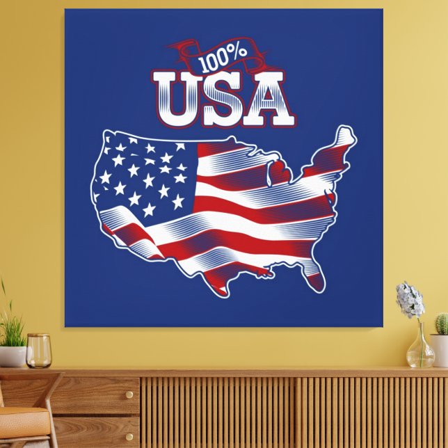 USA Flag Canvas Druckbild Leinwanddruck (Insitu (Wohnzimmer))