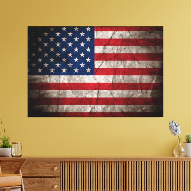 USA Flag Canvas Druckbild Leinwanddruck (Insitu (Wohnzimmer))