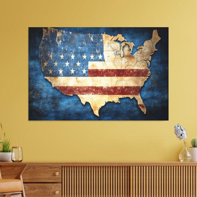 USA Flag Canvas Druckbild Leinwanddruck (Insitu (Wohnzimmer))