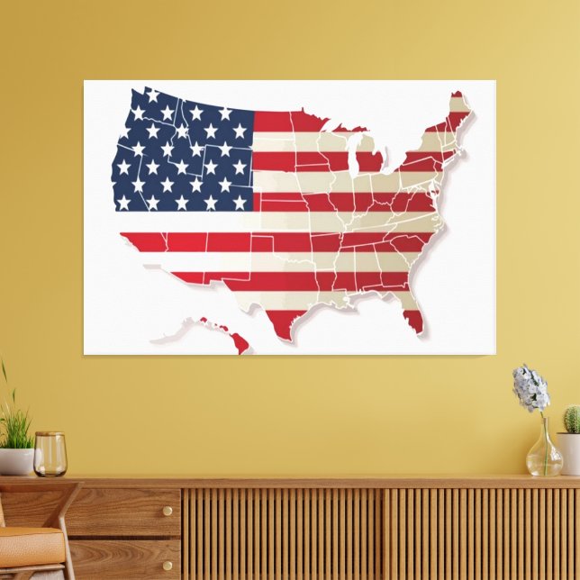 USA Flag Canvas Druckbild Leinwanddruck (Insitu (Wohnzimmer))