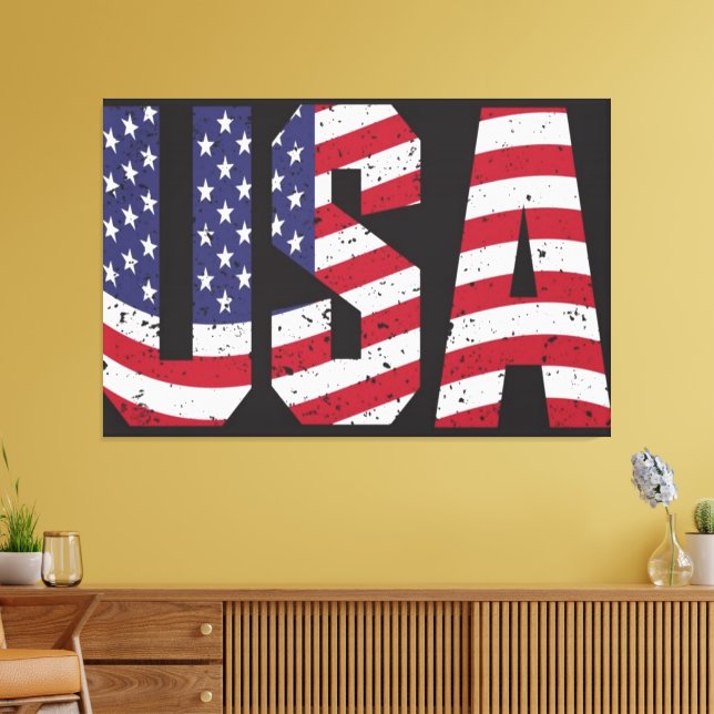 USA Flag Canvas Druckbild Leinwanddruck (Insitu (Wohnzimmer))