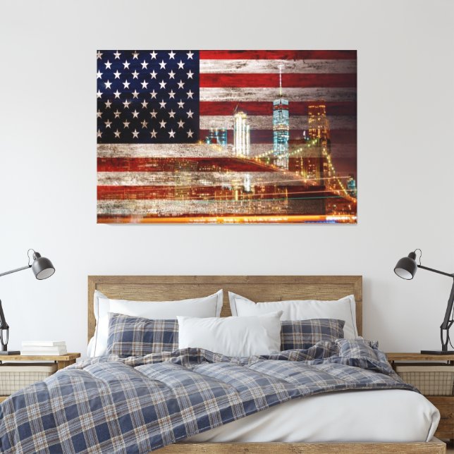 USA Flag Canvas Druckbild Leinwanddruck (Insitu (Schlafzimmer))