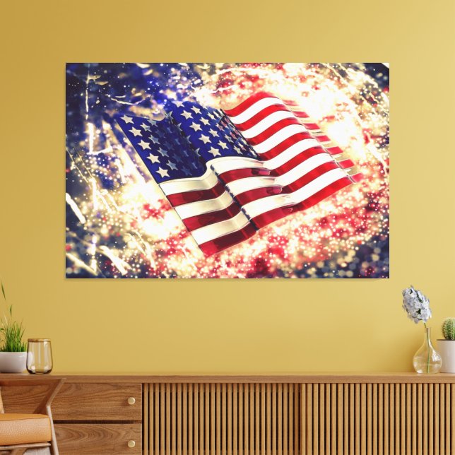 USA Flag Canvas Druckbild Leinwanddruck (Insitu (Wohnzimmer))