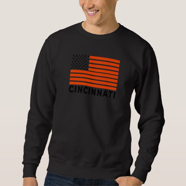 USA Flag Cincinnati Orange & Black Cincinnati Amer Sweatshirt (Vorderseite)