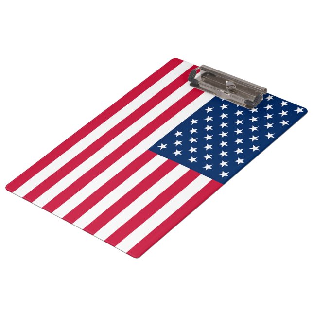 USA Flag Clipboard - Patriotic Klemmbrett (Schrägansicht)