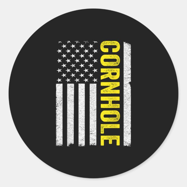 USA Flag Cornhole Toss Player Runder Aufkleber (Vorderseite)