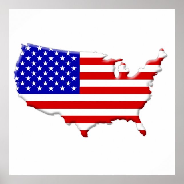 USA Flag & Country Shape Poster (Vorne)