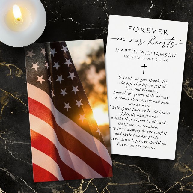 USA Flag Cross Sympathy Funeral Prayer Card (Von Creator hochgeladen)