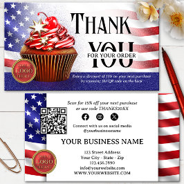 USA Flag Cupcake QR Code Vielen Dank für Ihre Best Visitenkarte