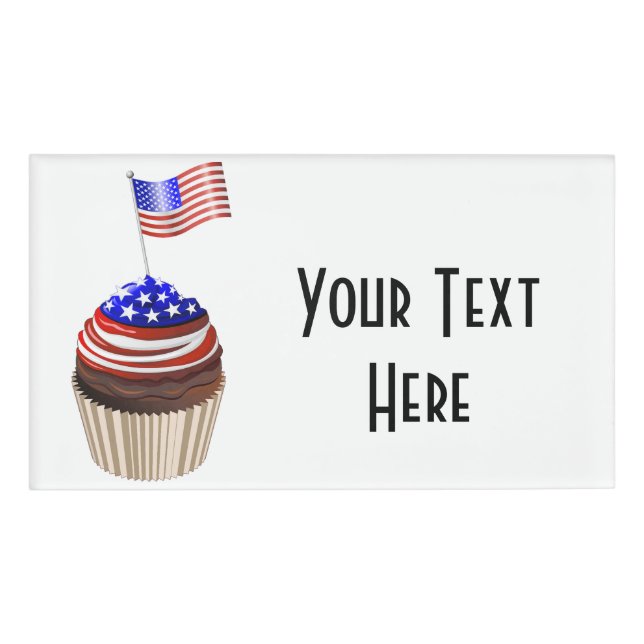 USA Flag Cupcakes Pattern Namenschild (Vorderseite)
