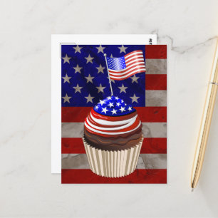 USA Flag Cupcakes Pattern Postkarte