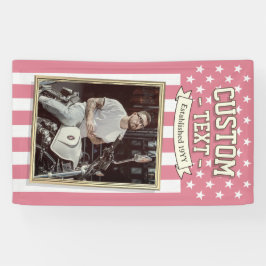 USA Flag Custom Photo Banner, Pink Flag Patriotic Banner