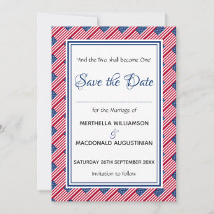 USA FLAG Customized Scripture Stylish American Save The Date