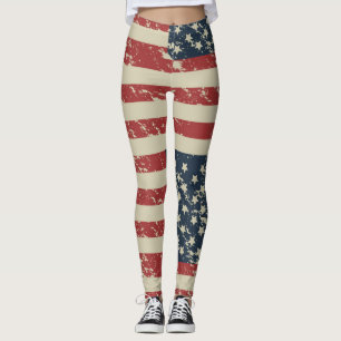 USA-Flag-Desised Look Leggings
