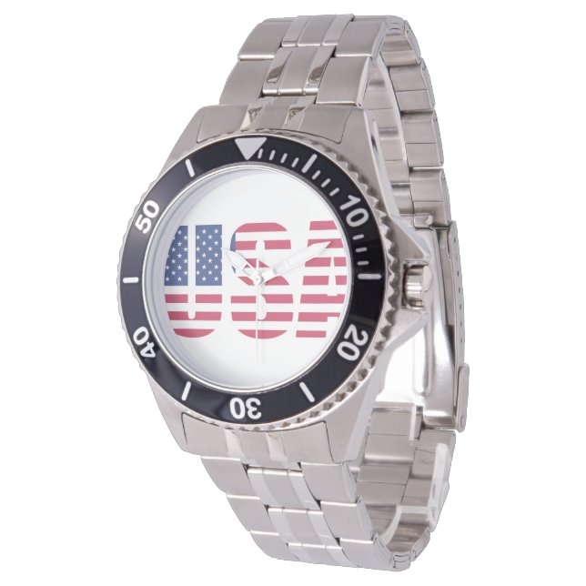 USA Flag Dial Herren Uhr - Stars and Stripes USA (Schrägansicht)