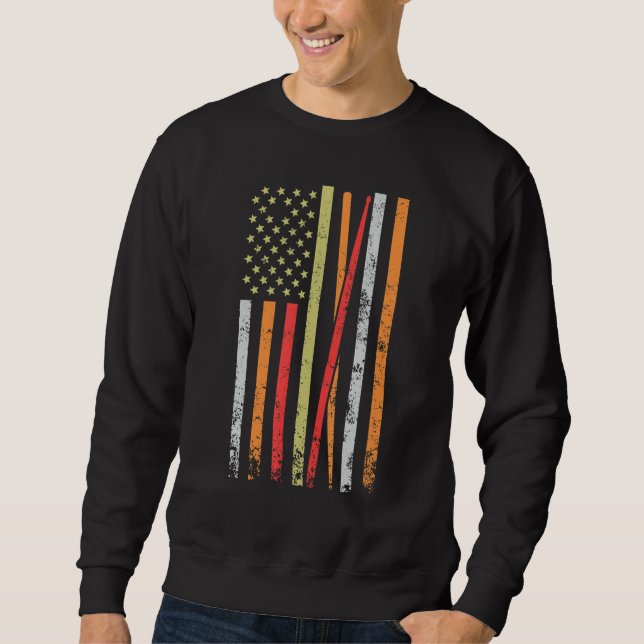 Usa Flag Drum Sticks Cool Patriotic American Drumm Sweatshirt (Vorderseite)