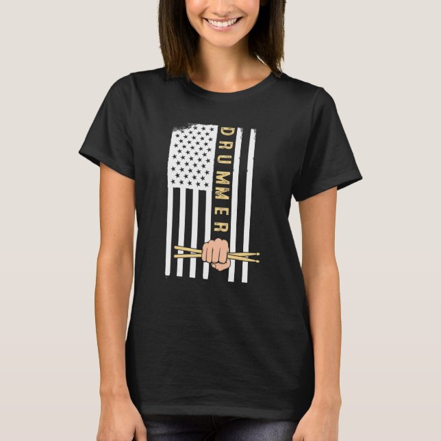 Usa Flag Drum Sticks Cool Patriotic American Drumm T-Shirt (Vorderseite)