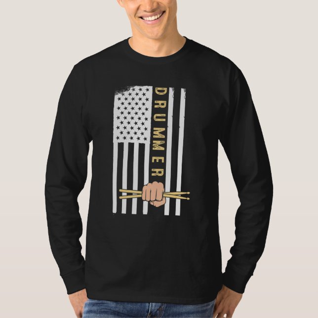 Usa Flag Drum Sticks Cool Patriotic American Drumm T-Shirt (Vorderseite)