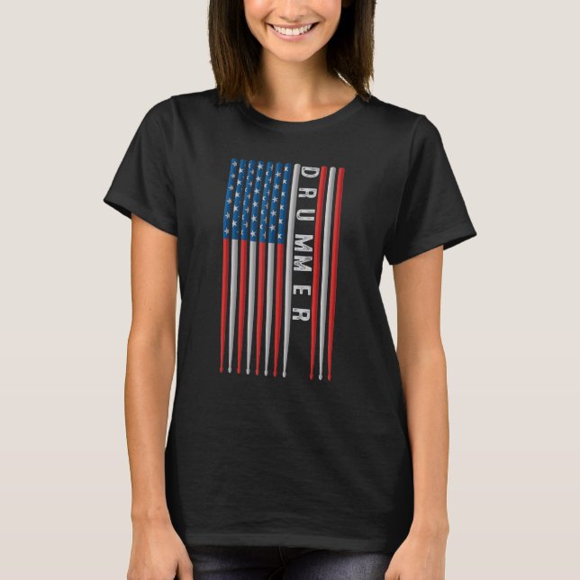 Usa Flag Drum Sticks Cool Patriotic American Drumm T-Shirt (Vorderseite)