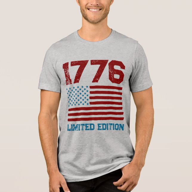 USA Flag Editierbar Personalisierter benutzerdefin Tri-Blend Shirt (Vorderseite)