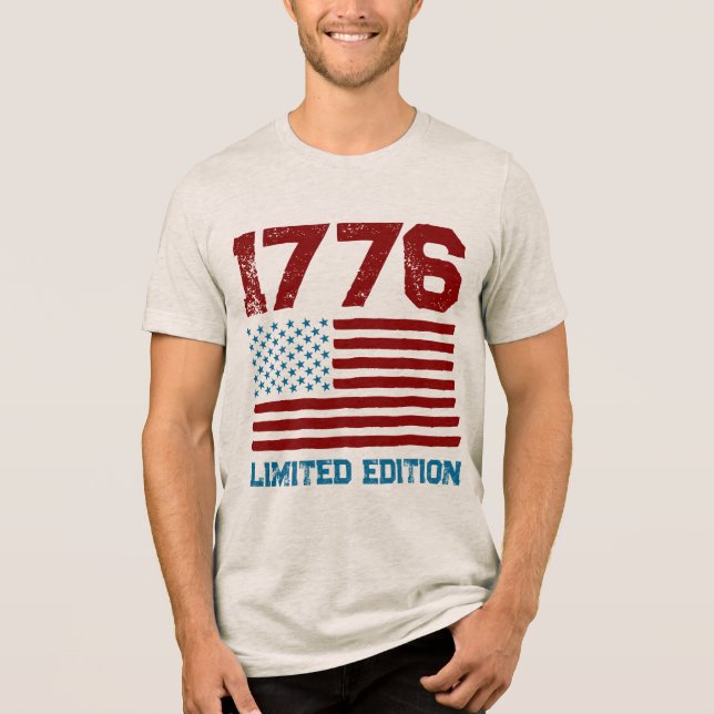 USA Flag Editierbar Personalisierter benutzerdefin Tri-Blend Shirt (Vorderseite)
