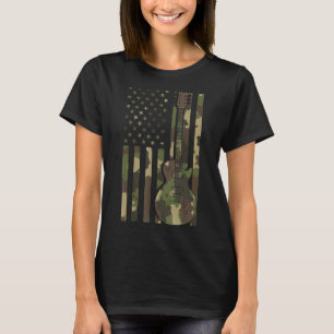 Usa Flag Electric Guitar Player Gitarrist Camoufla T-Shirt