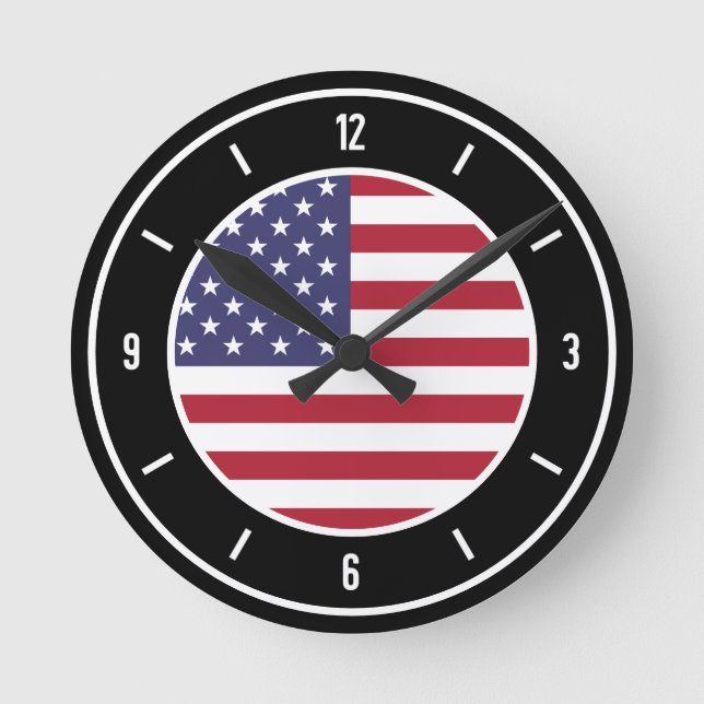 USA Flag Elegant Runde Wanduhr (Vorderseite)