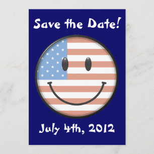 USA Flag Face Invitations Save The Date