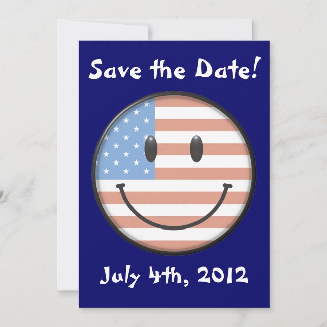 USA Flag Face Invitations Save The Date (Vorderseite)