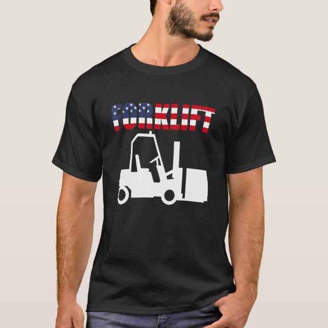 USA Flag Forklift Driver T-Shirt (Vorderseite)