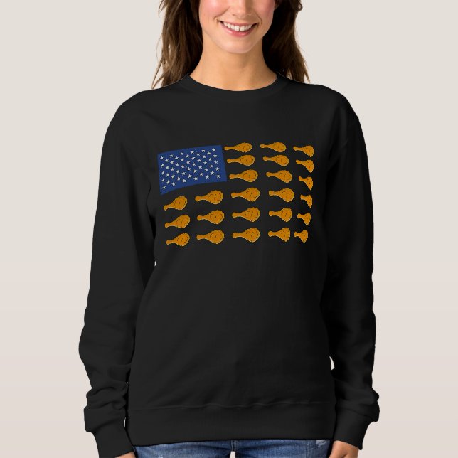 USA Flag Fried Chicken Outfit Fast Food America Sweatshirt (Vorderseite)