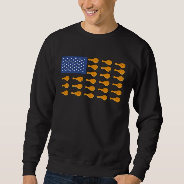 USA Flag Fried Chicken Outfit Fast Food America Sweatshirt (Vorderseite)