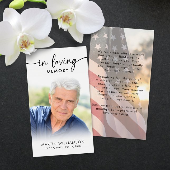 USA Flag Funeral Loving Memory Photo Prayer Cards (Von Creator hochgeladen)