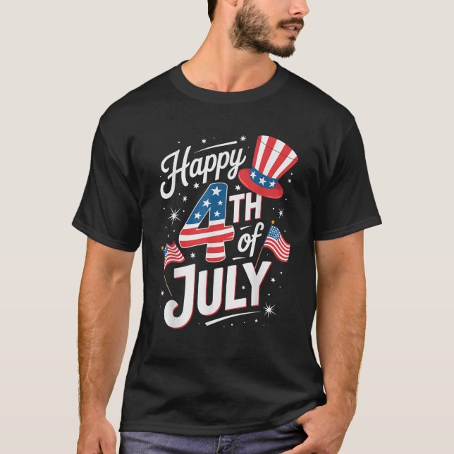USA Flag Funny Happy 4th Of July Outfits for Women T-Shirt (Vorderseite)