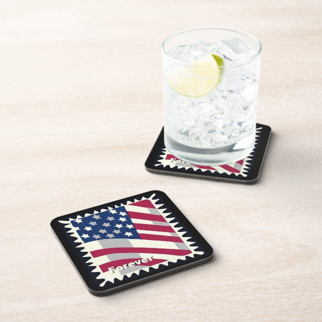 USA FLAG FÜR BRIEFMARKE GETRÄNKEUNTERSETZER (Rechte Seite)