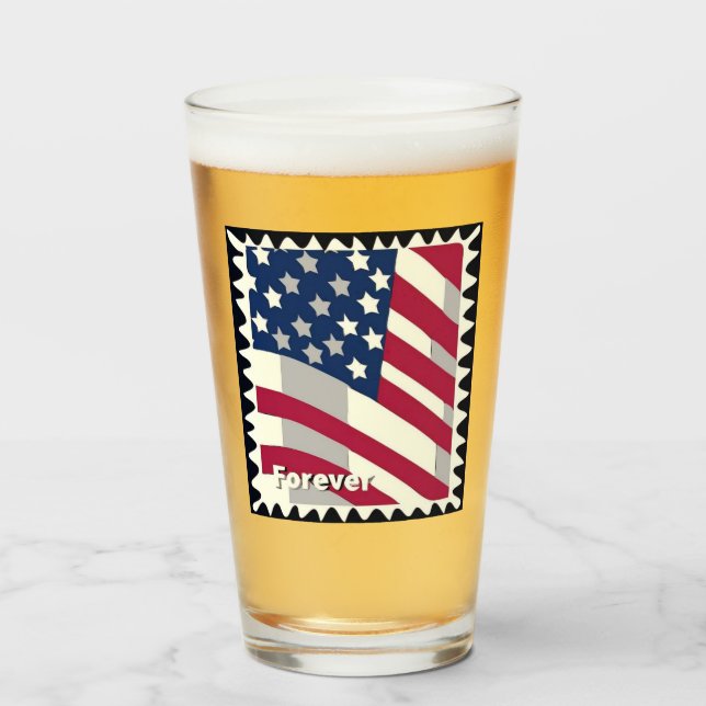 USA FLAG FÜR BRIEFMARKE GLAS (Vorne (Gefüllt))