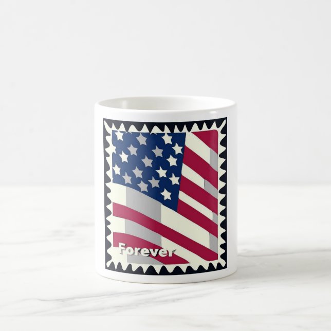 USA FLAG FÜR BRIEFMARKE KAFFEETASSE (Mittel)