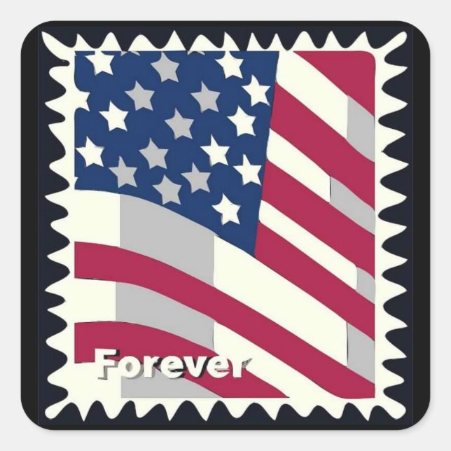 USA FLAG FÜR BRIEFMARKE QUADRATISCHER AUFKLEBER (Vorderseite)