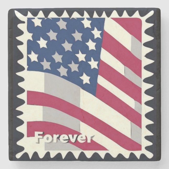 USA FLAG FÜR BRIEFMARKE STEINUNTERSETZER (Vorderseite)