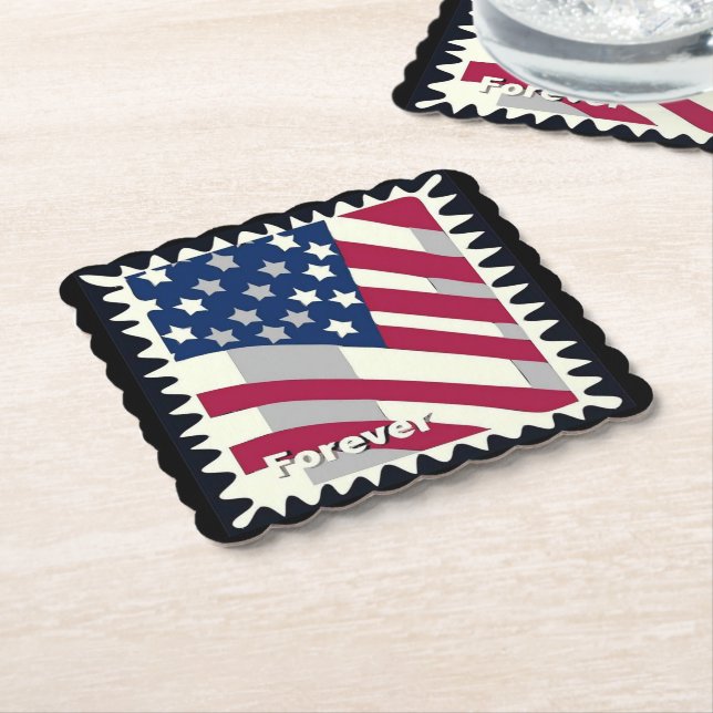 USA FLAG FÜR BRIEFMARKE UNTERSETZER (angewinkelt)