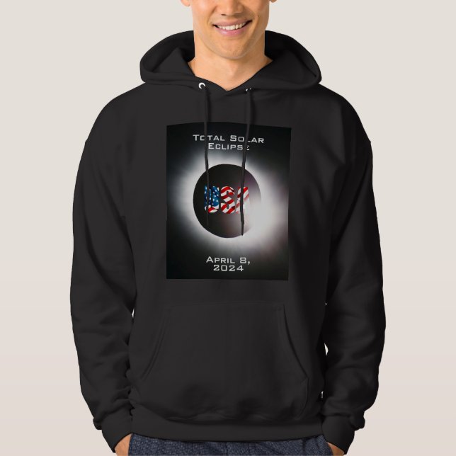 USA FLAG Gesamte Sonnenfinsternis 8. April 2024 Hoodie (Vorderseite)