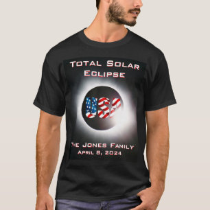 USA FLAG Gesamte Sonnenfinsternis 8. April 2024 T-Shirt