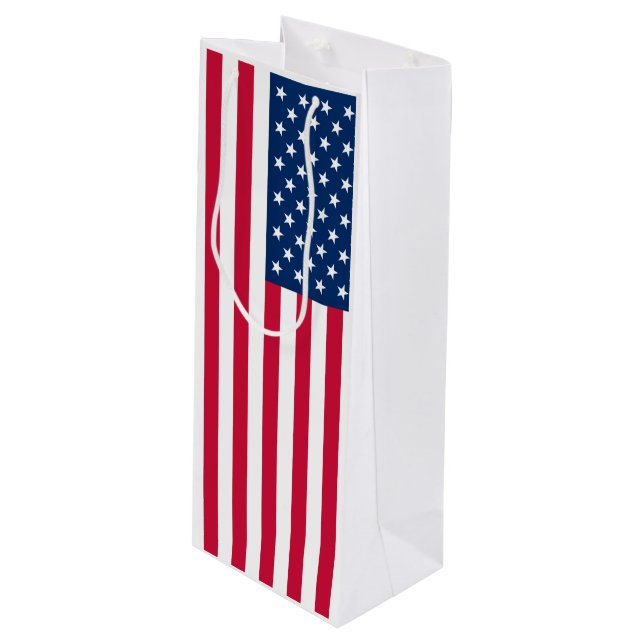 USA Flag Gift Bag Geschenktüte Für Weinflaschen (Vorderseite Schrägansicht)