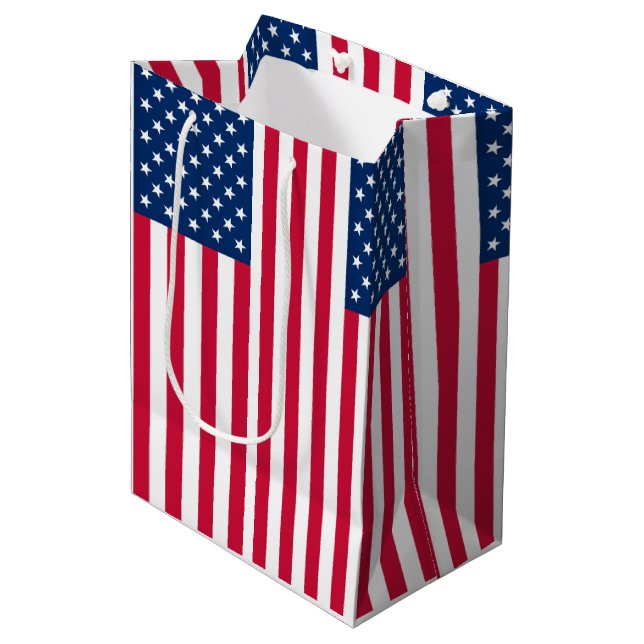 USA Flag Gift Bag Mittlere Geschenktüte (Vorderseite Schrägansicht)
