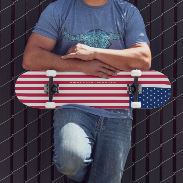 USA Flag Gold Monogram Patriotic American Skater Skateboard (Außenbereich 3)