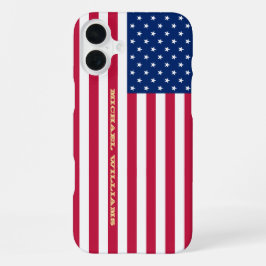 USA Flag Gold Monogram Patriotic American Slim Fla iPhone 16 Plus Hülle