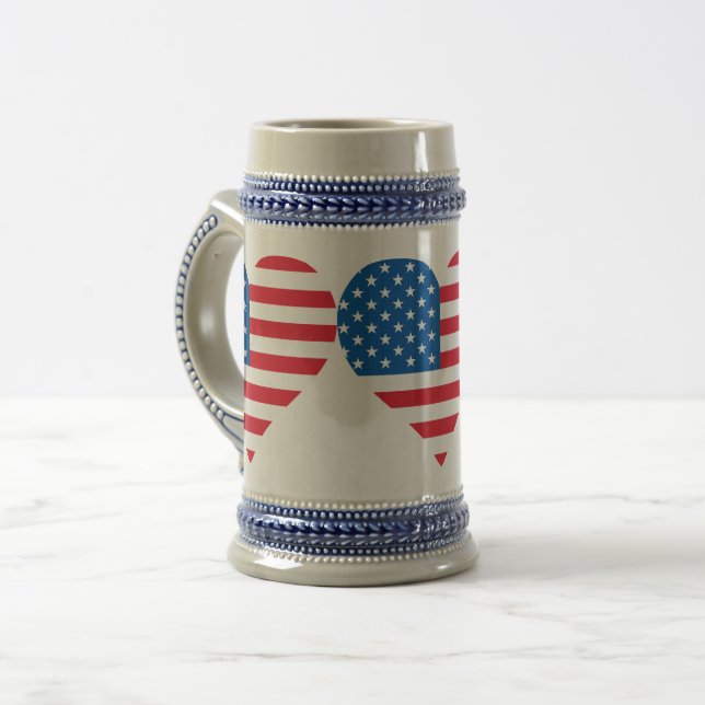 Usa Flag Gray/Blue 22 oz Stein Bierglas (Vorderseite Links)