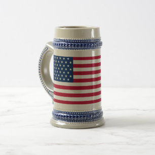 Usa Flag Gray/Blue 22 oz Stein Bierglas